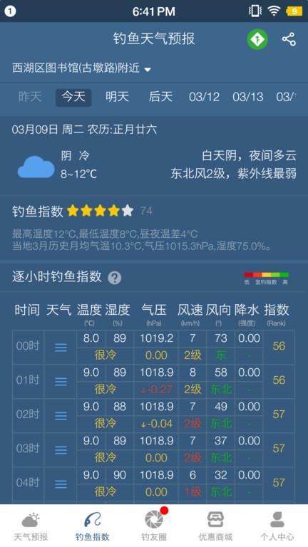 钓鱼天气预报手机版