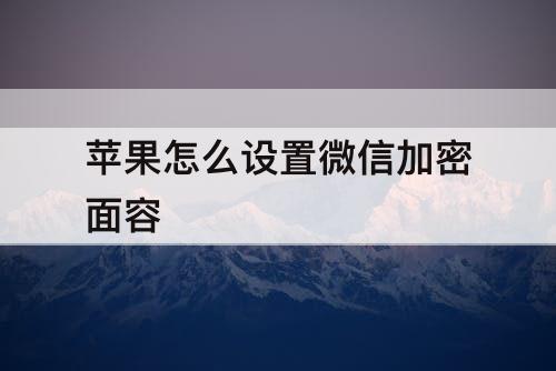 苹果怎么设置微信加密面容