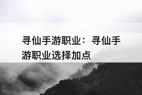 寻仙手游职业：寻仙手游职业选择加点