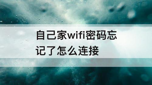 自己家wifi密码忘记了怎么连接