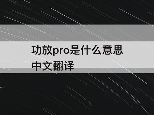 功放pro是什么意思中文翻译