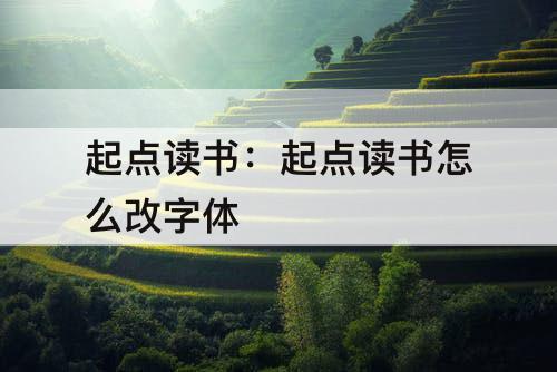 起点读书：起点读书怎么改字体