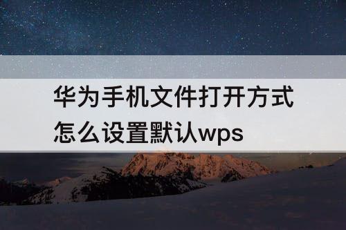 华为手机文件打开方式怎么设置默认wps