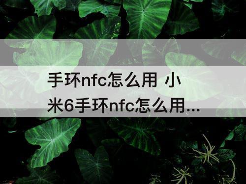 手环nfc怎么用 小米6手环nfc怎么用电梯卡