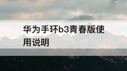 华为手环b3青春版使用说明