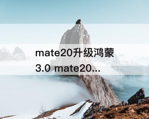 mate20升级鸿蒙3.0 mate20升级鸿蒙3.0公测版