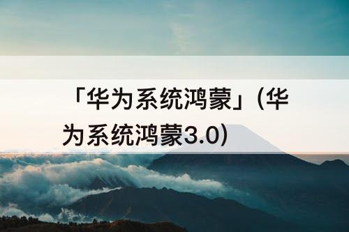 「华为系统鸿蒙」(华为系统鸿蒙3.0)