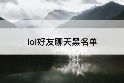 lol好友聊天黑名单
