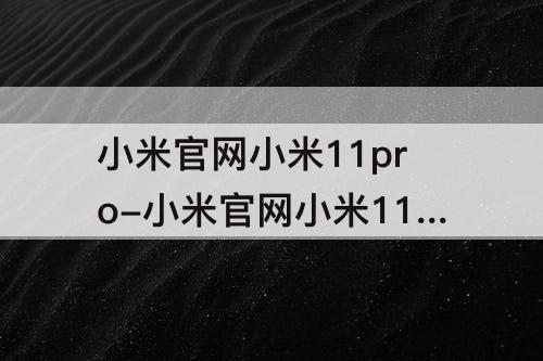 小米官网小米11pro-小米官网小米11pro延保都可以嘛