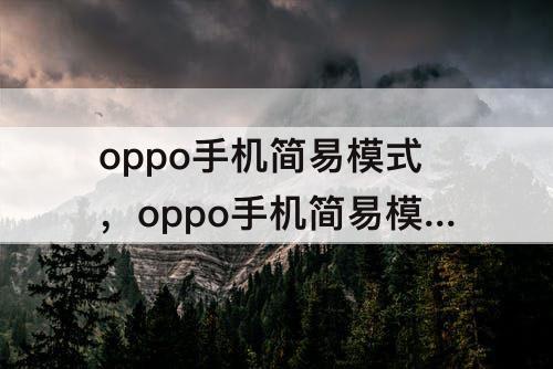 oppo手机简易模式，oppo手机简易模式怎么打开