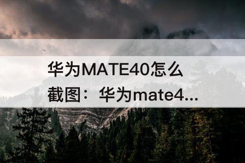 华为MATE40怎么截图：华为mate40怎么截图手机屏幕