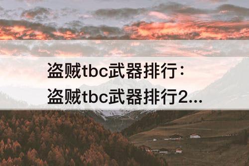 盗贼tbc武器排行：盗贼tbc武器排行2.43