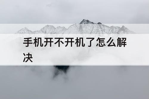 手机开不开机了怎么解决