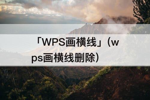 「WPS画横线」(wps画横线删除)