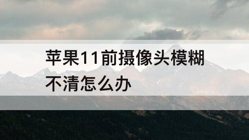 苹果11前摄像头模糊不清怎么办