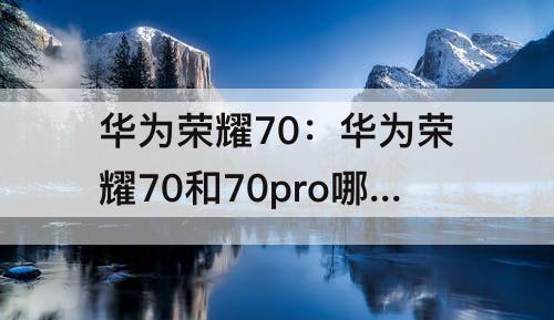 华为荣耀70：华为荣耀70和70pro哪个好